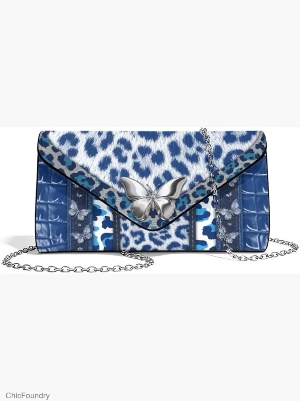 Leather Clutch Purse for Women with Chain, Formal Evening Bag Crossbody Handbag